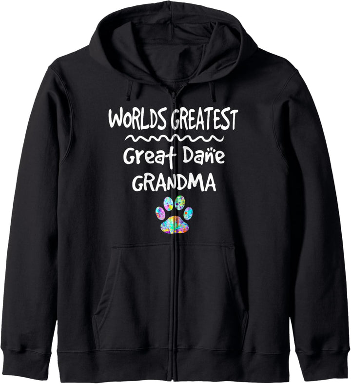 Worlds Greatest Great Dane Grandma Cute Dog Paw Print Love Kapuzenjacke