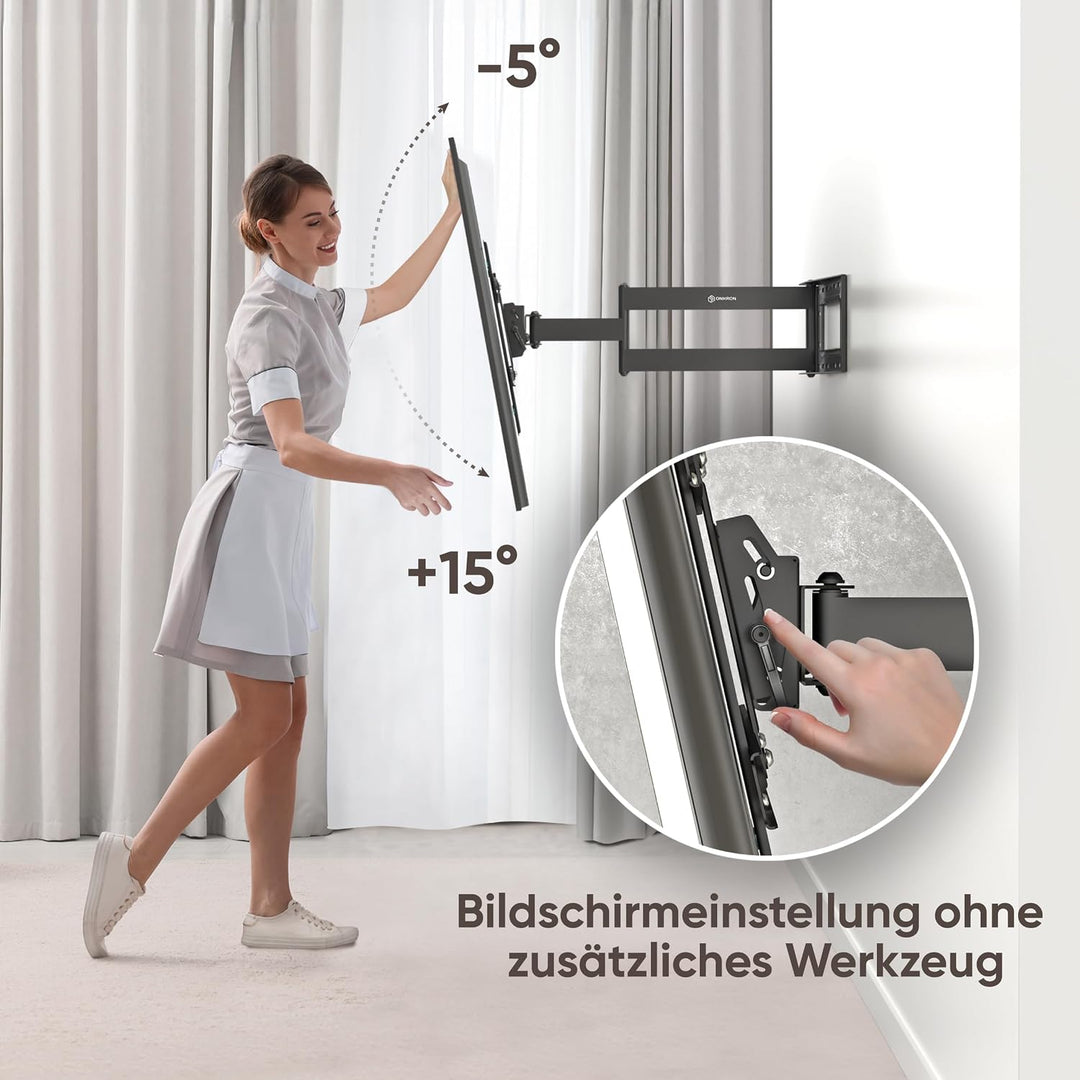 ONKRON TV Wandhalterung schwenkbar für 40-75 Zoll TV bis zu 68 kg - TV Wandhalterung ausziehbar &amp; ne