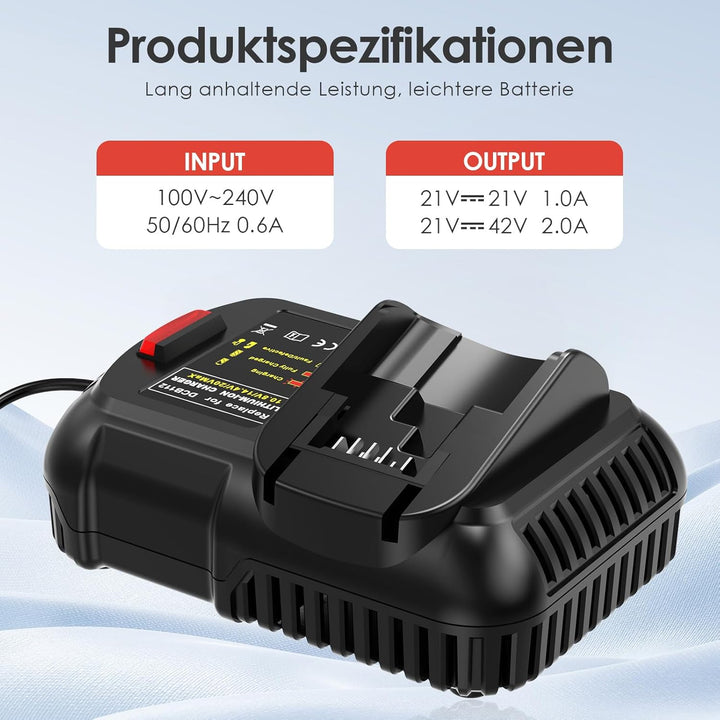 ASUNCELL 2.0A 18V ladegerät Für DeWalt 12V-20V Akku, Akku Ladegerät Für DeWalt DCB112 DCB115 DCB203