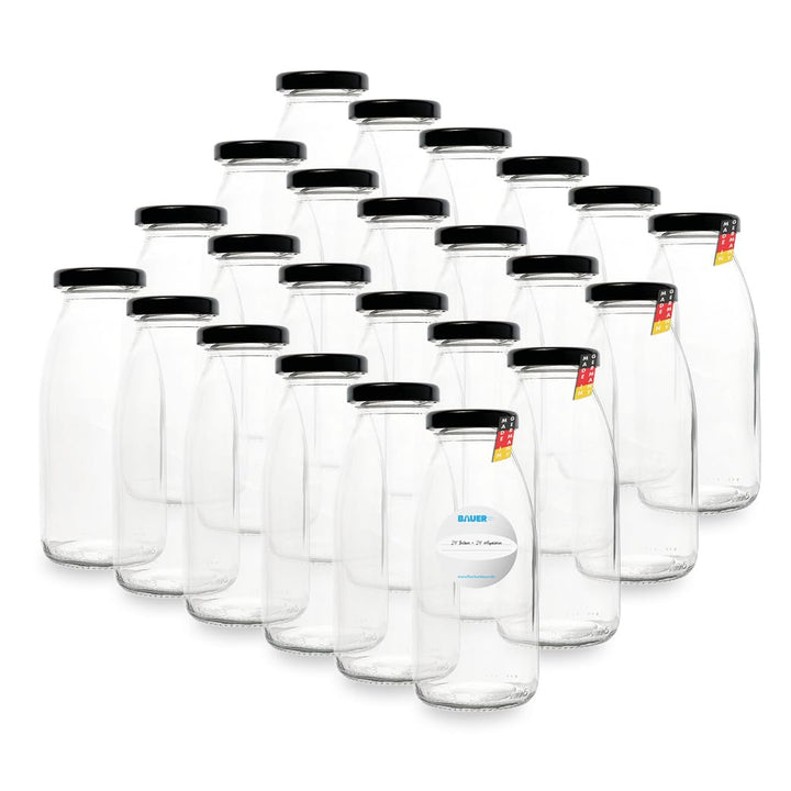 Flaschenbauer - 24 Leere Glasflaschen 250 ml mit Schraubverschluss TO43, 0,25 l in Schwarz – Zum Sel