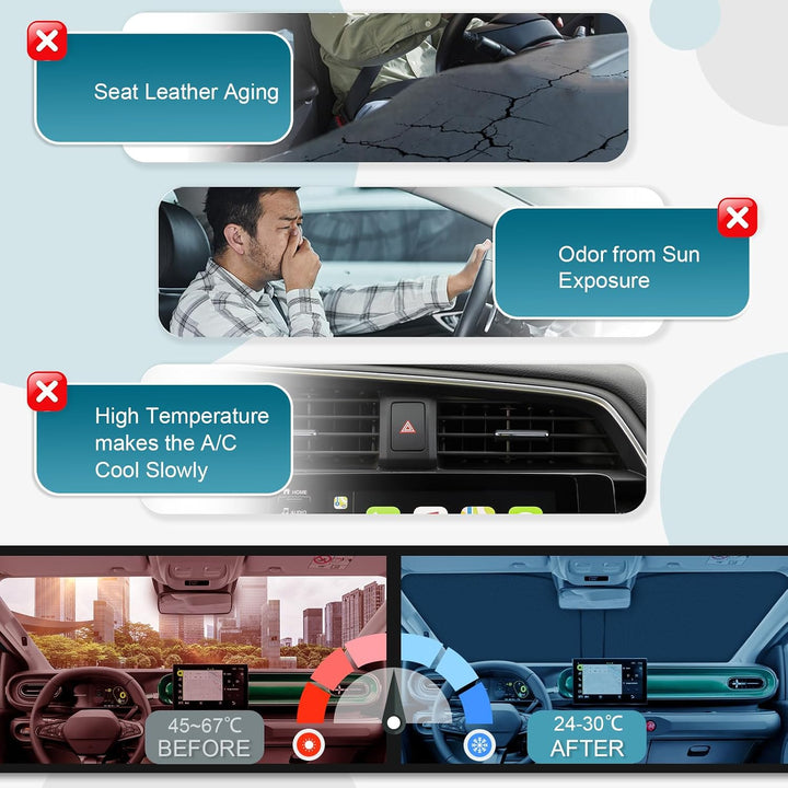 [Upgrade] CDEFG Kompatibel mit Renault Twingo III EV 2014-2023 2024 Sonnenschutz Abdeckungen Frontsc
