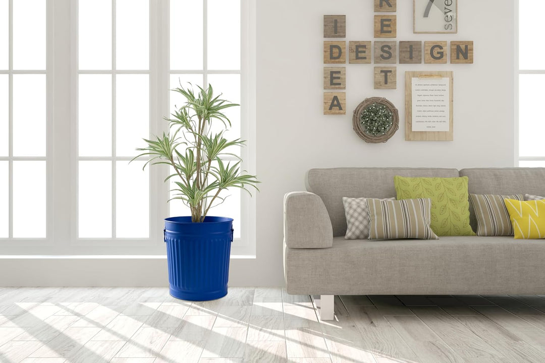 Jinfa Retrodesign Mülleimer mit Deckel | Blau | Ø 36 cm, Höhe 36,5 cm, 35 Liter 1 Stück - 35 Liter -