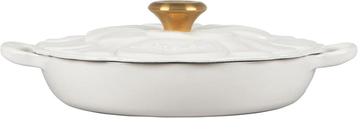LE CREUSET Bräter Signature – Campagnard Blossom – Weiss – ø 26 cm / 2,2 Liter Weiss/opulenter Garte