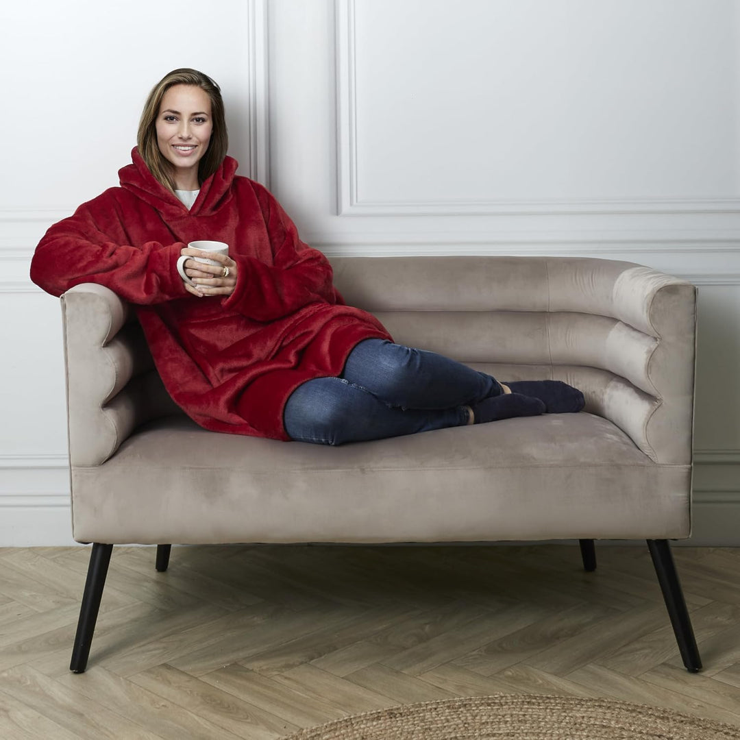 HOME DECO FACTORY, TX91681, Red Sherpa Inner Hoodie, Ultimate Comfort, Modern Style, Versatile as a