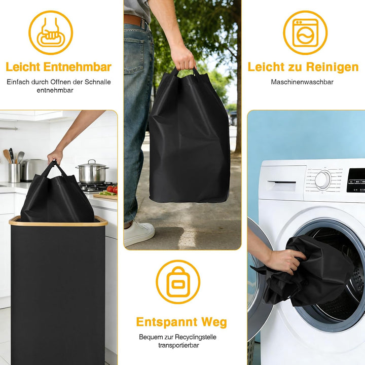 Pfandflaschen Sammelbehälter 110L, Gross Pfandflaschen Behälter mit 2 Tragetaschen und Deckel, Faltb