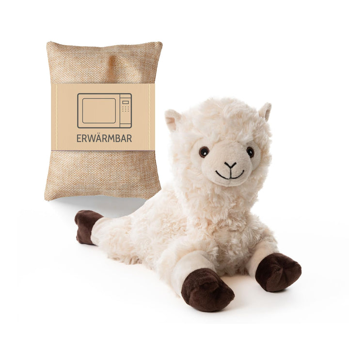 Habibi Plush Alpaka Wärmekissen/Stofftier f. Kinder und Erwachsene – Mikrowellen Heizkissen- beheizb