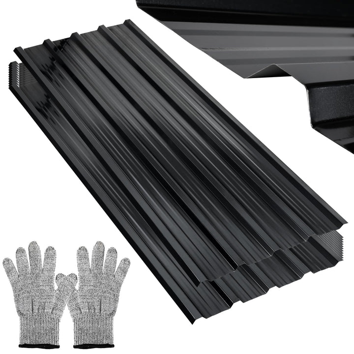 ISOISL Dachblech Trapezblech Dachplatten Anthrazit– 24 Stück Wellblechplatten, 129x46 cm, wasserdich
