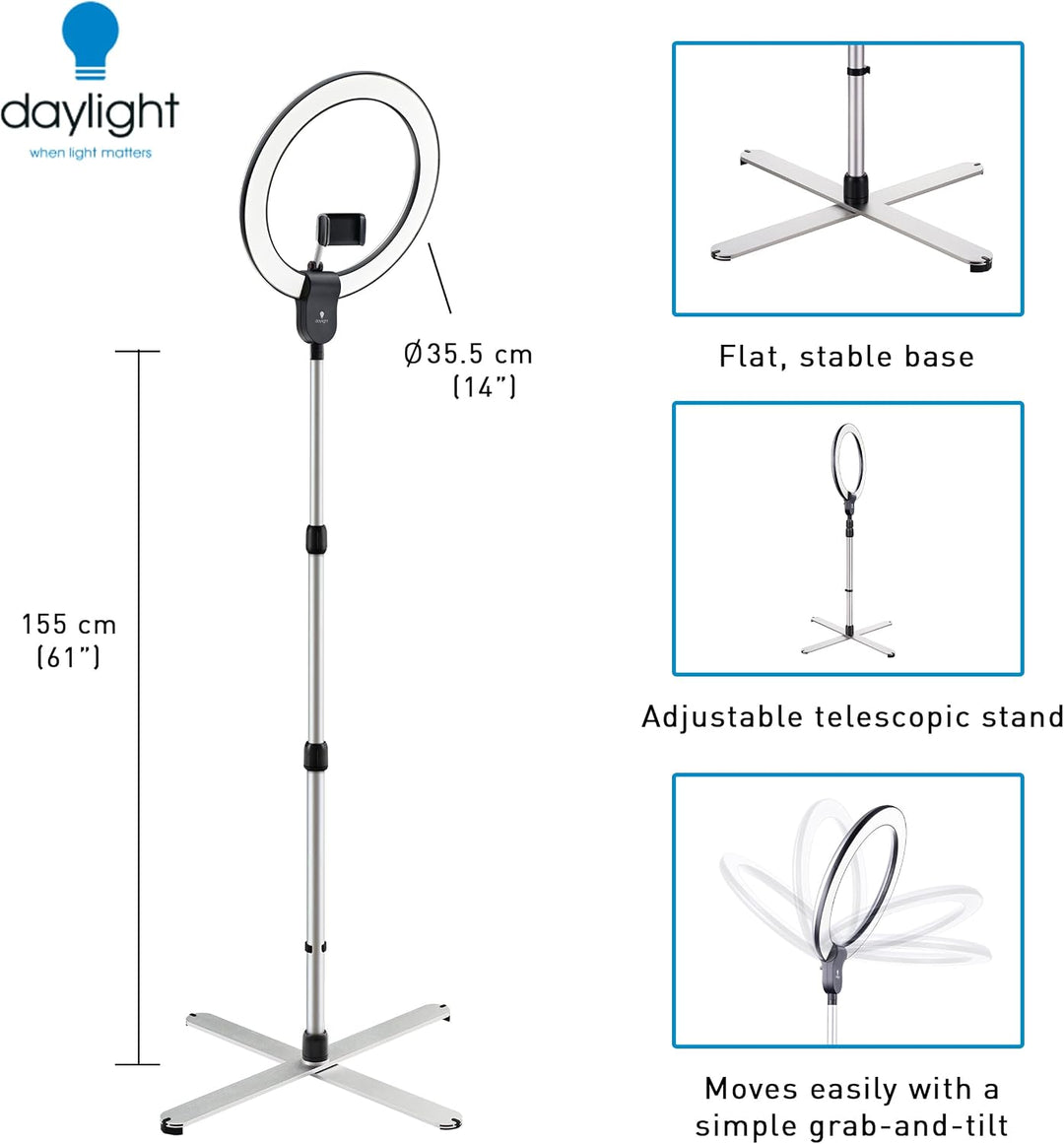Aura Ringlampe – Ringlicht mit Ständer und Telefonhalterung – LED-Ringlicht für Influencer, Videokon