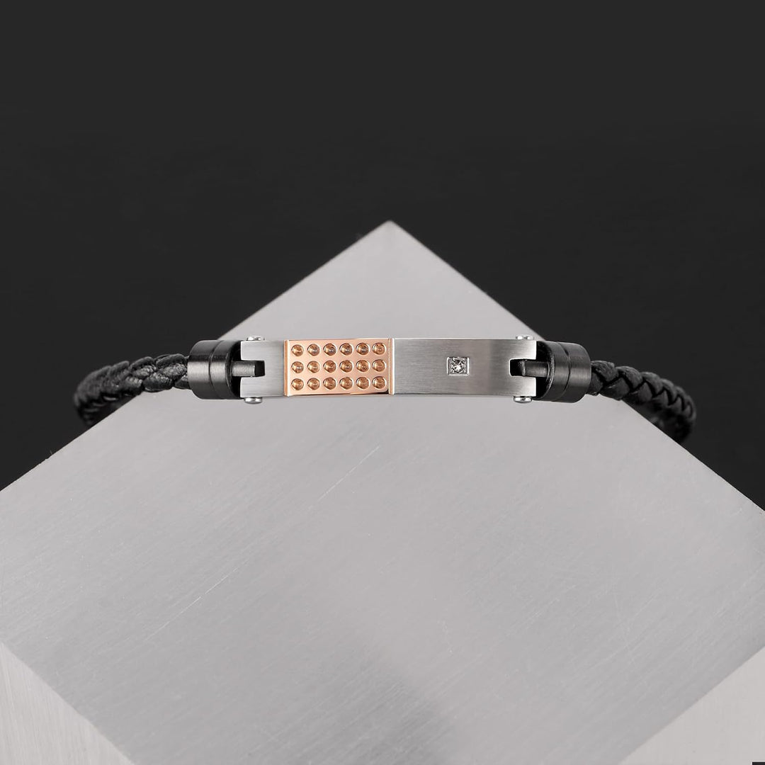Morellato Herrenarmband, Kollektion Moody, aus Leder, Schwarz-IP, Edelstahl - SQH21, Edelstahl