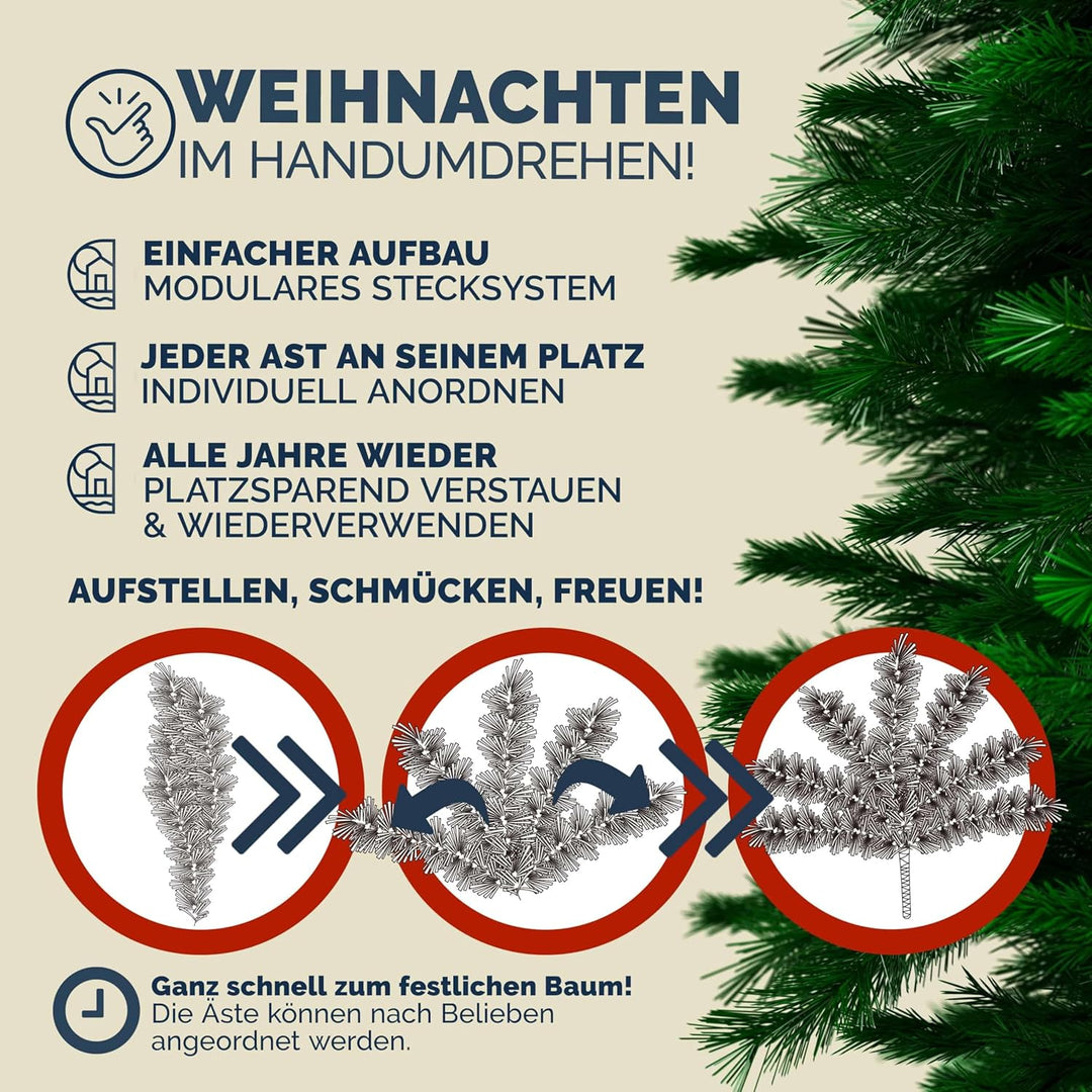 CASARIA® Weihnachtsbaum künstlich 140cm Mix PVC Spritzguss PE mit Ständer 470 Spitzen wie echt Schne