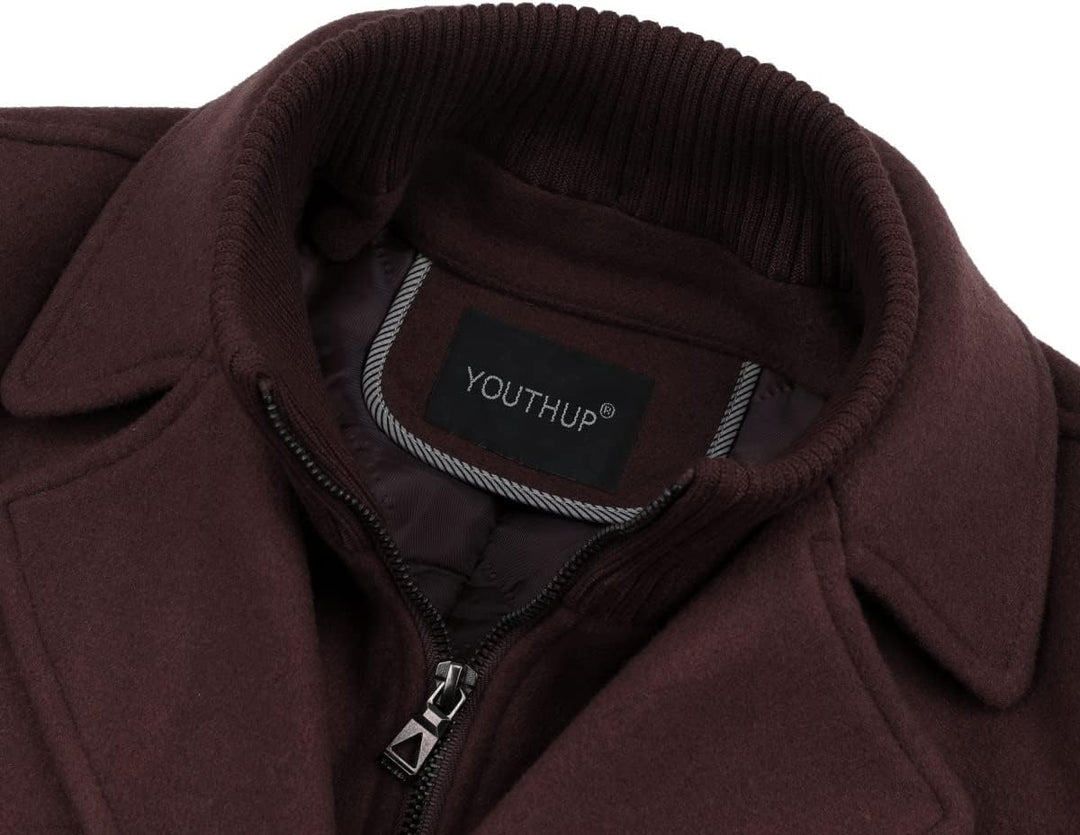 YOUTHUP Herren Wollmantel Dick Winter Kurzmantel Regular Fit Wintermantel Freizeit Herrenmantel Über