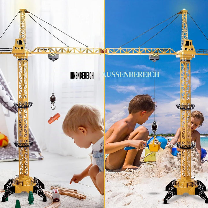 deAO RC Bauturmkran, Kran, ferngesteuert, für Kinder, Höhe 128 cm, 6 Kanäle, ferngesteuert, Modell D