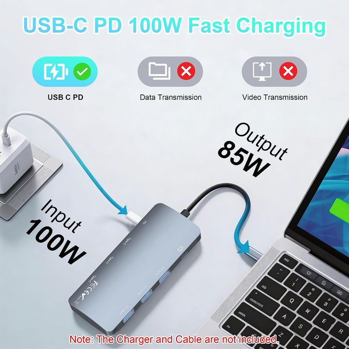 USB C Hub 10Gbps, 8-in-1 USB Hub 3.2 mit 4K@60USB C Hub 8-in-1, USB C Multiport Adapter mit 4K@60Hz