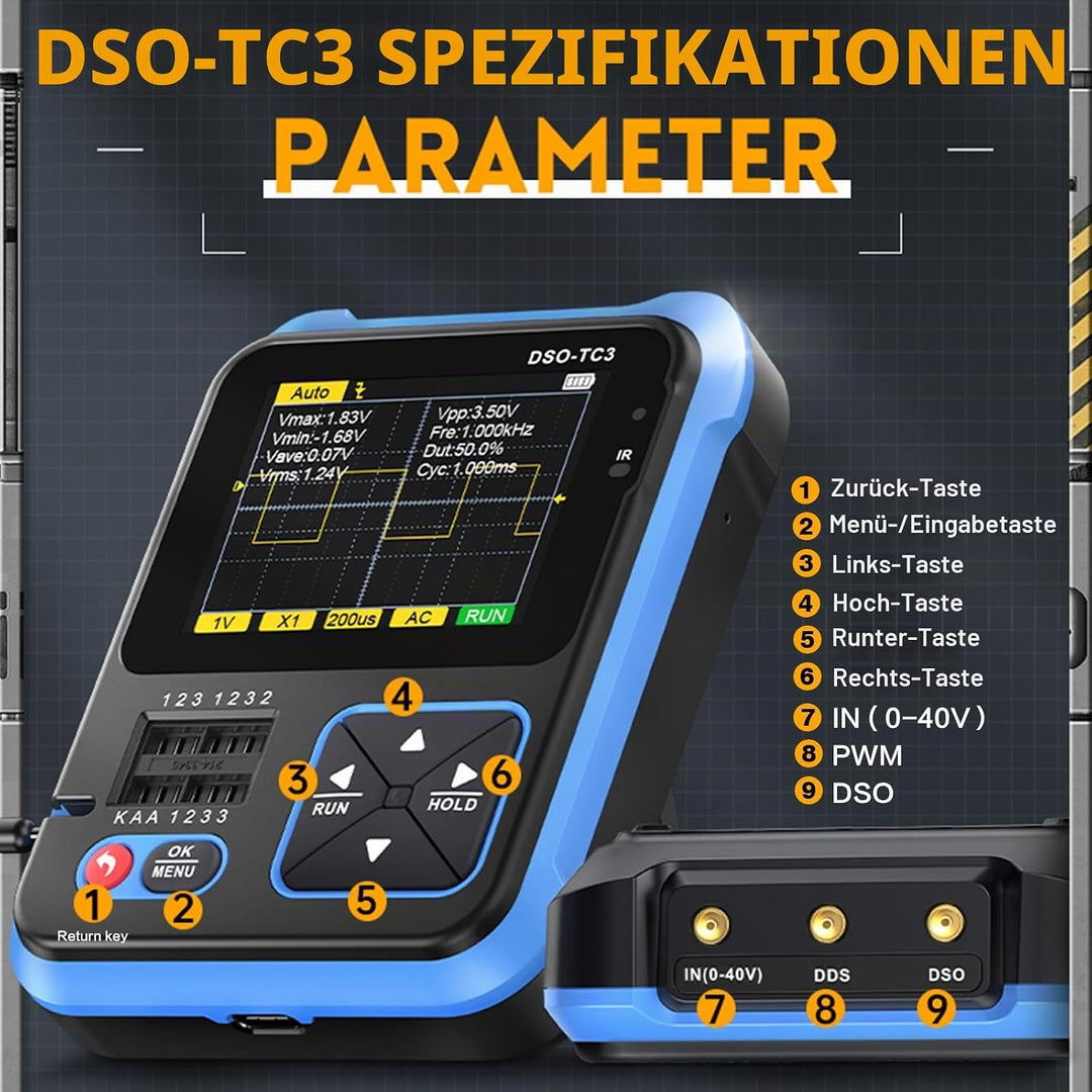 Jadeshay Oszilloskop, DSO-TC3 3-in-1 tragbares digitales Handoszilloskop, Transistortester und Signa