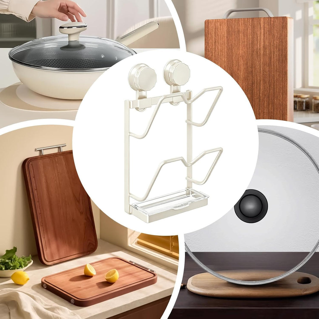 Topfdeckel-Organizer mit Abtropfschale