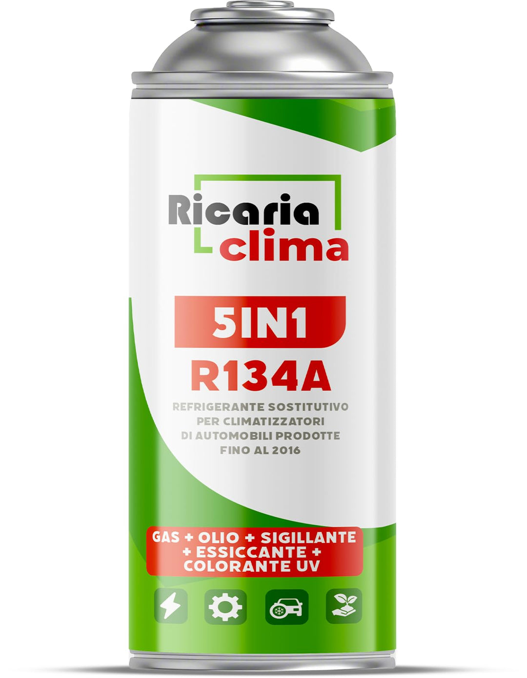 5in1 - R134a Kältemittel XL für Auto Klimaanlage mit Öl, Dichtungsmittel, UV-Farbstoff, Trocknungsmi