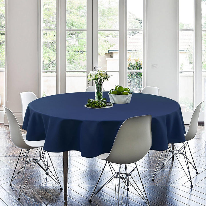 Hiasan Dunkelblau Wasserabweisend Tischdecke aus Polyester,Rund120cm,Anti-Falten Tischtuch,geeignet