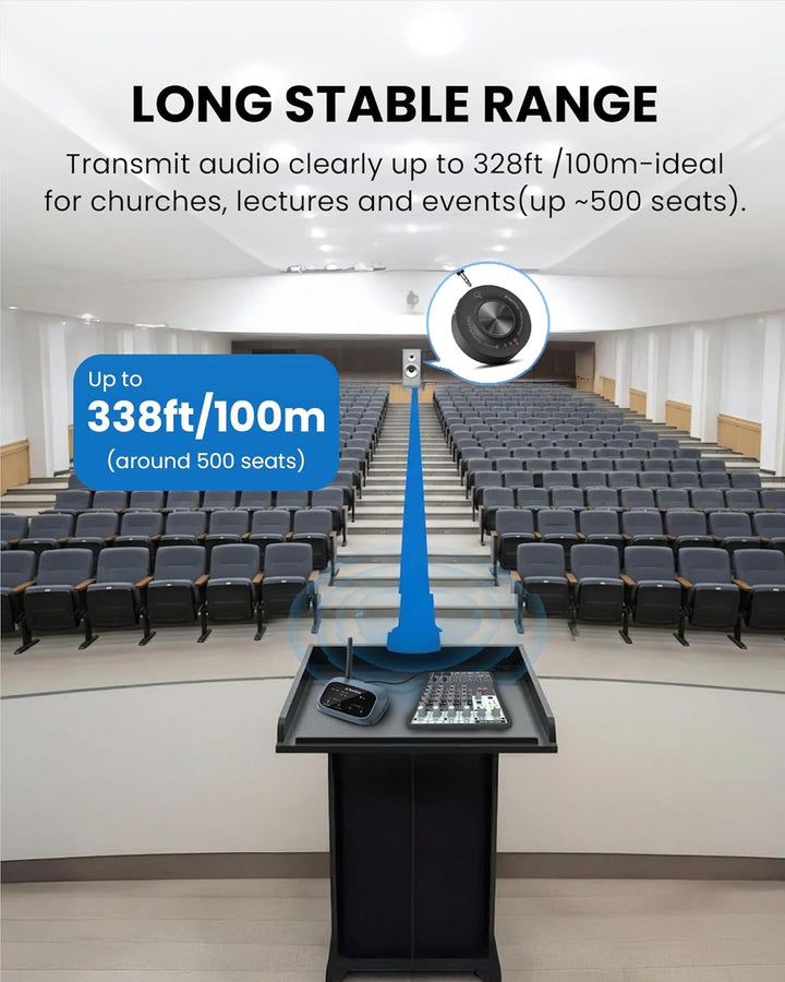 Venucast AuraLink - Auracast &amp; Bluetooth-Empfänger für Aktive Lautsprecher &amp; Audiosysteme, Multi-Emp