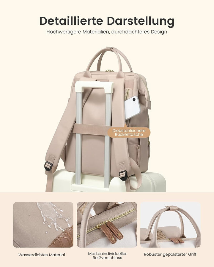 LOVEVOOK Rucksack Damen, 15,6" Laptop Schulrucksack Teenager Backpack Women A-khaki-beige M, A-khaki