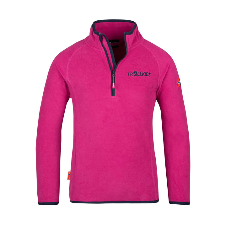 Trollkids Kinder Fleece-Pullover Nordland mit Reissverschluss 104 Feuerbeere/Marine, 104 Feuerbeere/
