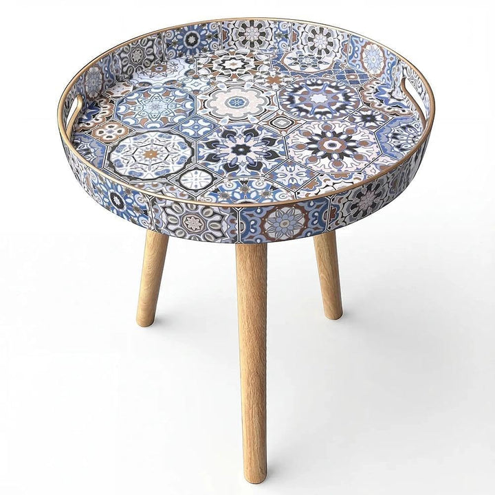 Simmer Stone Kunststoff-Tablett mit abnehmbaren drei Holzbeinen, 45 cm (17,7 Zoll), vielseitiger Bei
