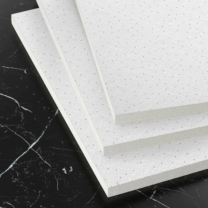 CALGARY | 10-er Set Deckenplatten | Weiss Deckenpaneele | 59,5 x 59,5 cm | Dicke:12 mm | Oberfläche: