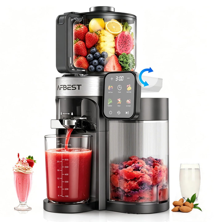 2026 Verbesserter Slow Juicer, Entsafter mit 155 MM Breitem Einfüllschacht und 2,5 L Einfülltrichter