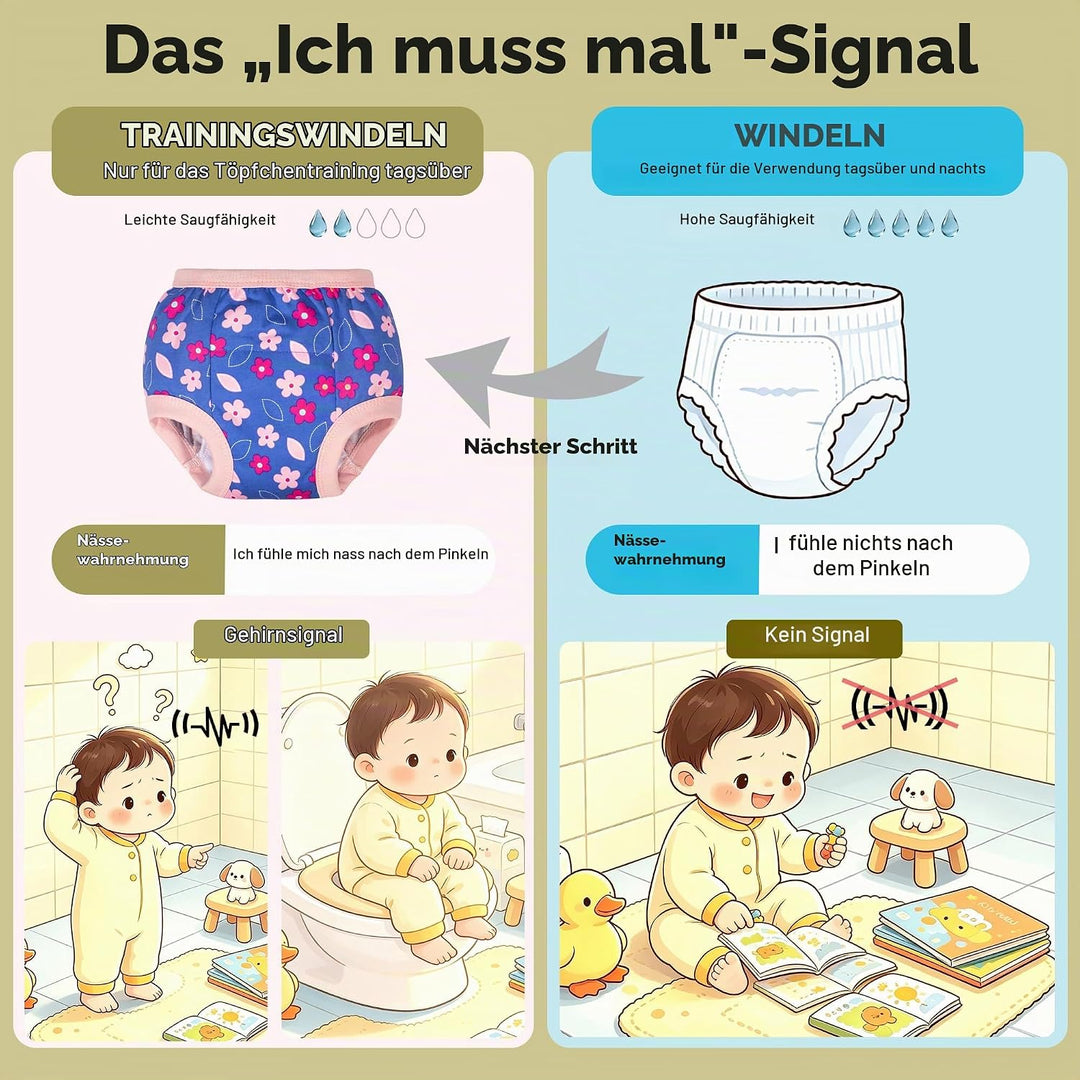 BIG ELEPHANT 10er Pack Töpfchen Trainingshose für Kleinkinder, Baumwolle Mädchen Trainingsunterhosen