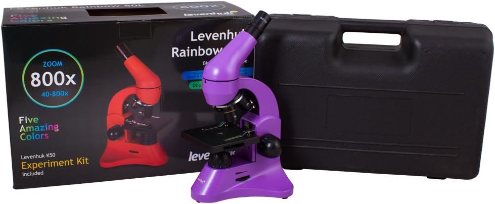 Levenhuk Rainbow 50L Amethyst Wissenschafts- und Bildungsset mit Tragbarem Biologischen Mikroskop mi