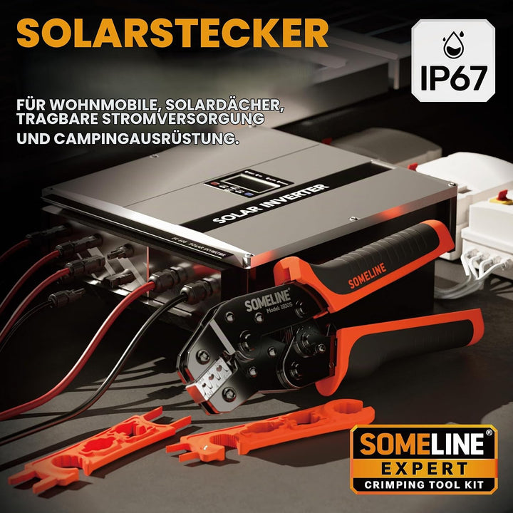 SOMELINE Solar Crimpzange Set für 2,5/4/6 mm² PV Kabel – 15 Paar Solar Stecker, Automatische Abisoli