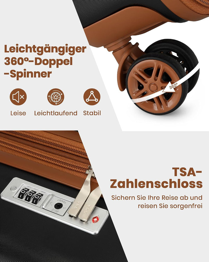 KONO Koffer Set 3-teilig, Hartschalen Koffer Handgepäck mit 4 Rollen und TSA Schloss, leichte ABS+PC