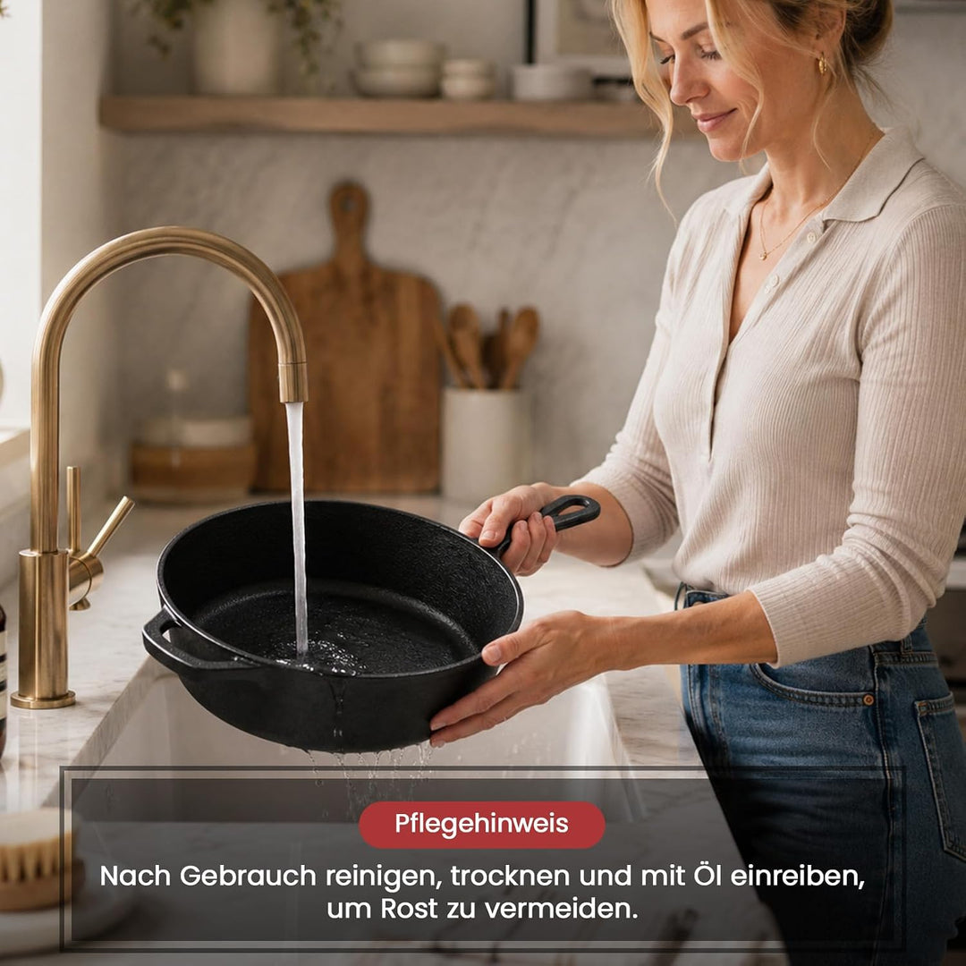 Gusseisen Kombikocher 2-in-1, Dutch Oven Mit Pfannen Deckel