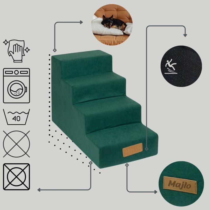 Sofatreppe für Hunde und Katzen – Hundetreppe für Bett &amp; Sofa – 3- oder 4-stufig, rutschfest &amp; wasch