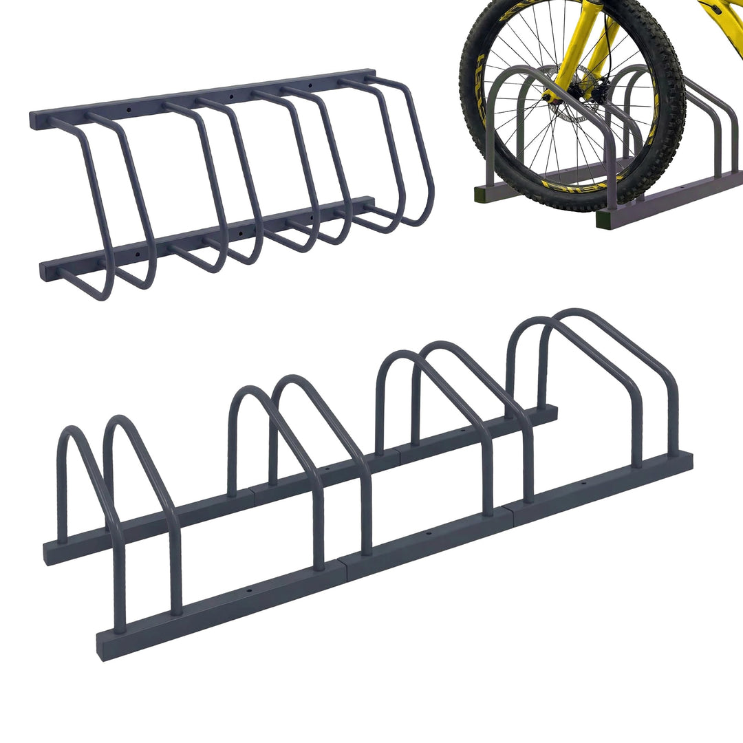Relaxdays Fahrradständer Boden &amp; Wandmontage, 4 Räder, bis 65 mm Reifenbreite, Garage, Reihenparker,
