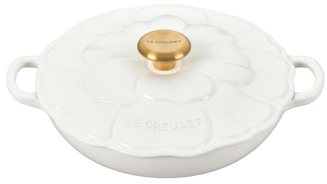 LE CREUSET Bräter Signature – Campagnard Blossom – Weiss – ø 26 cm / 2,2 Liter Weiss/opulenter Garte
