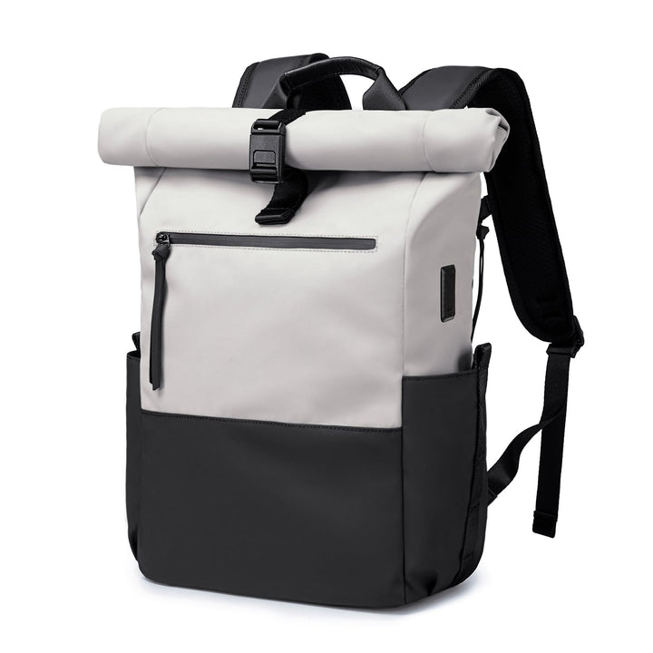 Rolltop Rucksack Herren, wasserdichter Laptop-Rucksack 16 Zoll Grau, Grau