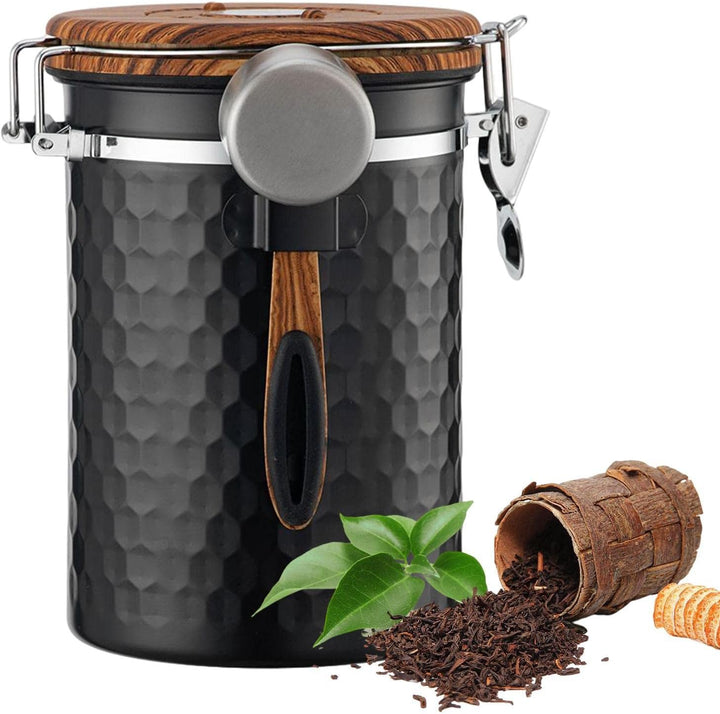 Kaffeedose, Kaffeedose Luftdicht Kaffeebohnen Behälter Edelstahl Kaffeebehälter Vorratsdose Vakuu Do