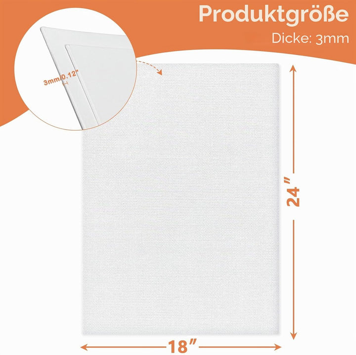 Leinwand zum Bemalen Set Aus 100% Baumwolle (5er Pack) – 45 x 60 cm, Vorgespannte Weisse Künstler Pa