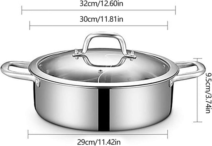 32 cm Hot Pot Suppentopf Shabu Potmit Doppelseitigem Teiler Edelstahl Topf Küche