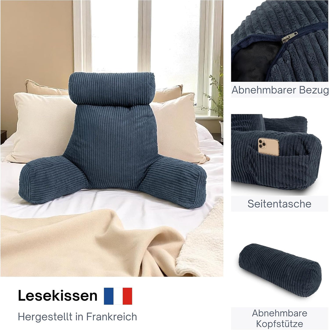 bananair – Lesekissen für Bett und Sofa aus Cord – Abnehmbare, Maschinenwaschbare Hülle – Weich &amp; Ko