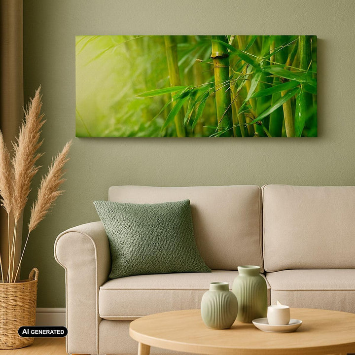Wandbilder Dekoration Wohnzimmer Bambus Pflanze Panorama Bilder auf Leinwand 120x50cm Leinwandbild m