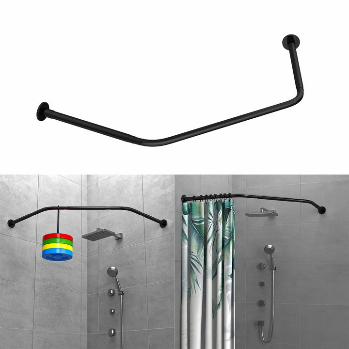Tanxih Eck-Duschvorhangstange, verstellbar, Edelstahl, Diamant-förmig, ohne Bohren, für Badezimmer,