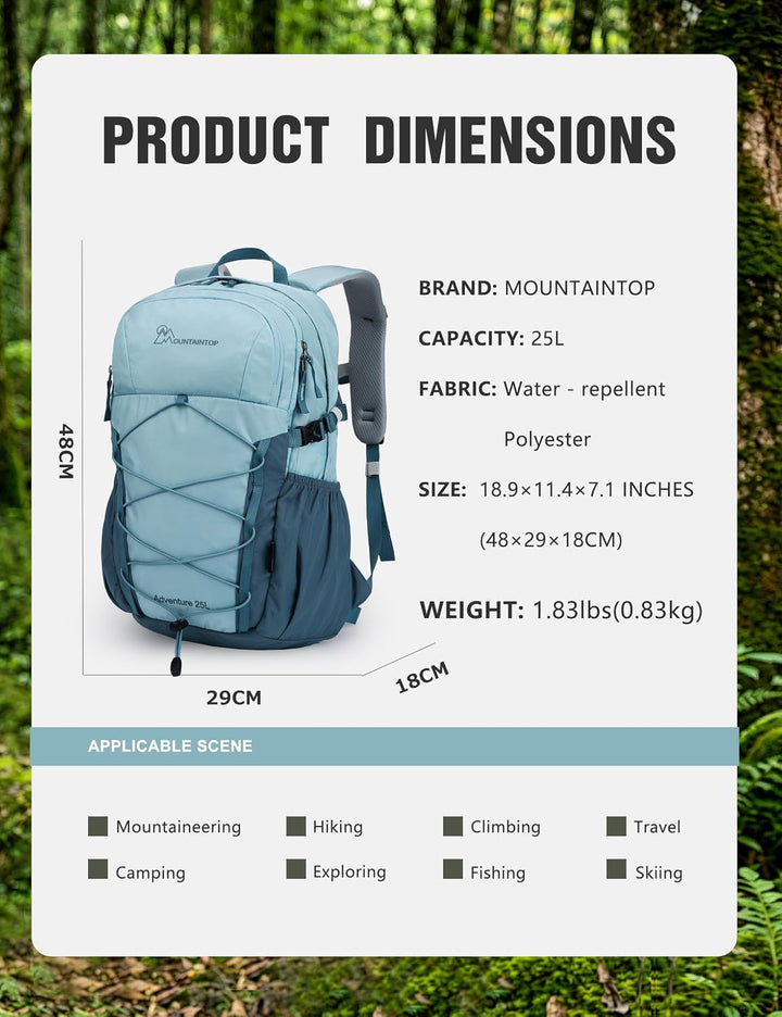 Mountaintop 25L/40L Wanderrucksack Damen Herren für Wandern 25L Marineblau, 25L Marineblau