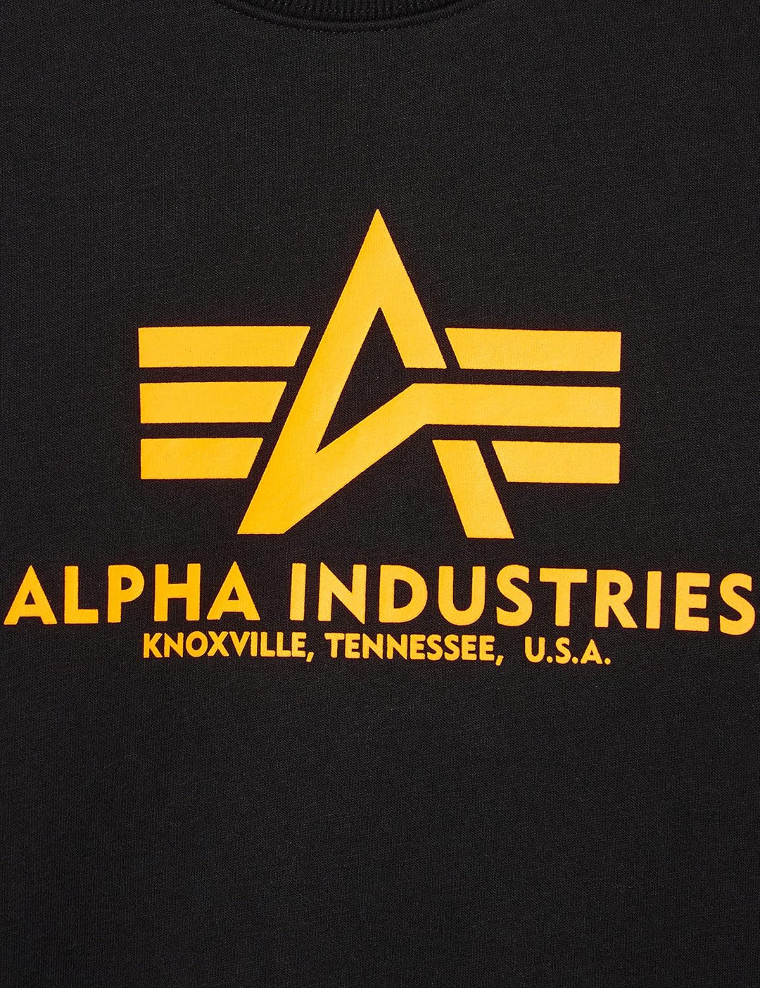 Alpha Industries Herren Basic Big Logo Sweatshirt S Black/Neon Orange, S Black/Neon Orange