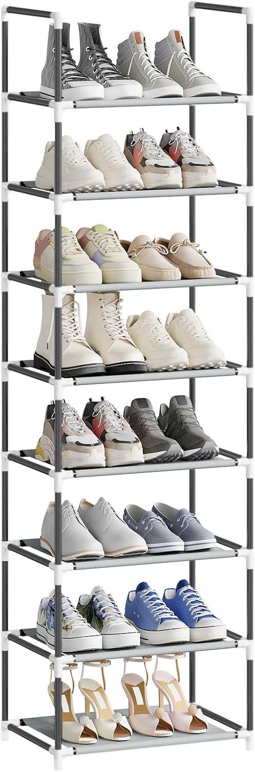 WOLTU Schuhregal 8 Ebenen Vliesstoff Schuhablage Metallgestell Schuhständer abnehmbare Ablage für 24
