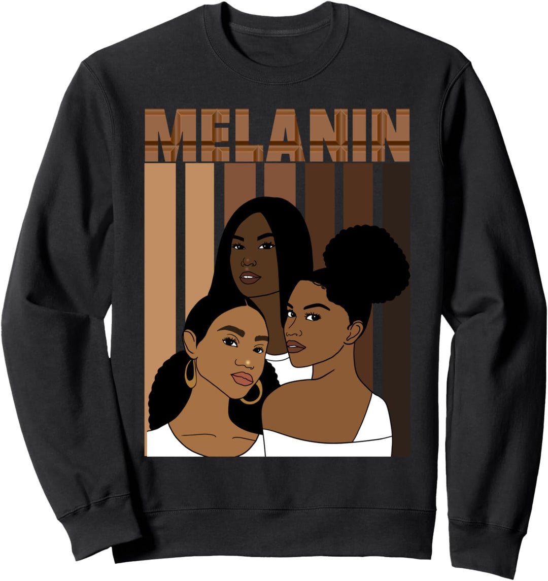 Oheneba: Melanin Drippin Afro Chocolate Black Queen Pride Sweatshirt