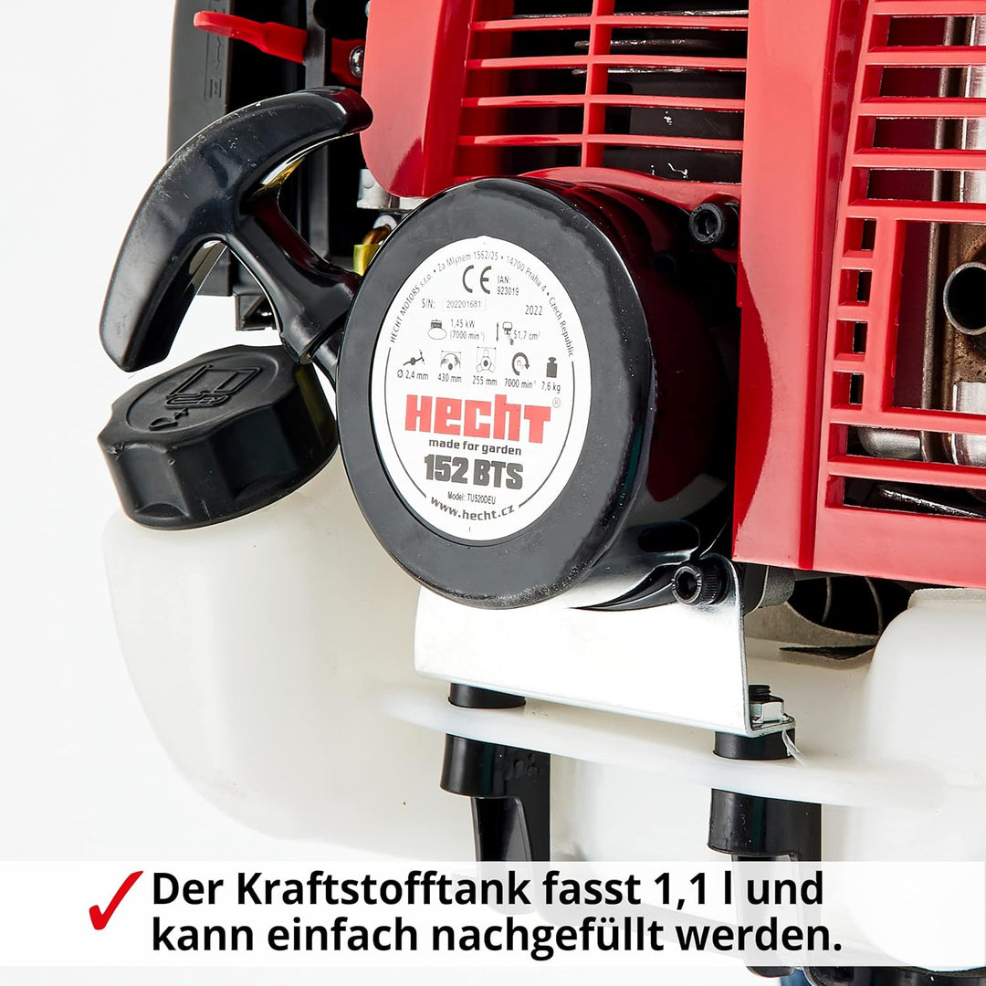 HECHT Rasentrimmer Benzin - Freischneider Benzin mit 2-Takt-Motor – 43 cm und 25,5 cm Schnittkreis –