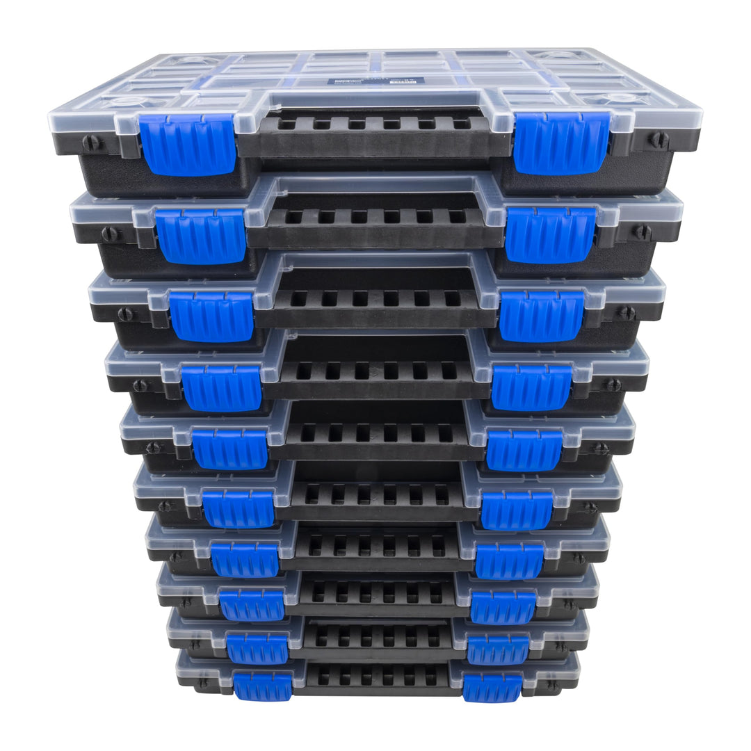 HASKYY Sortimentskoffer Sortimentskiste Sortimentsbox 10x Organizer XL - unterteilt und stapelbar -