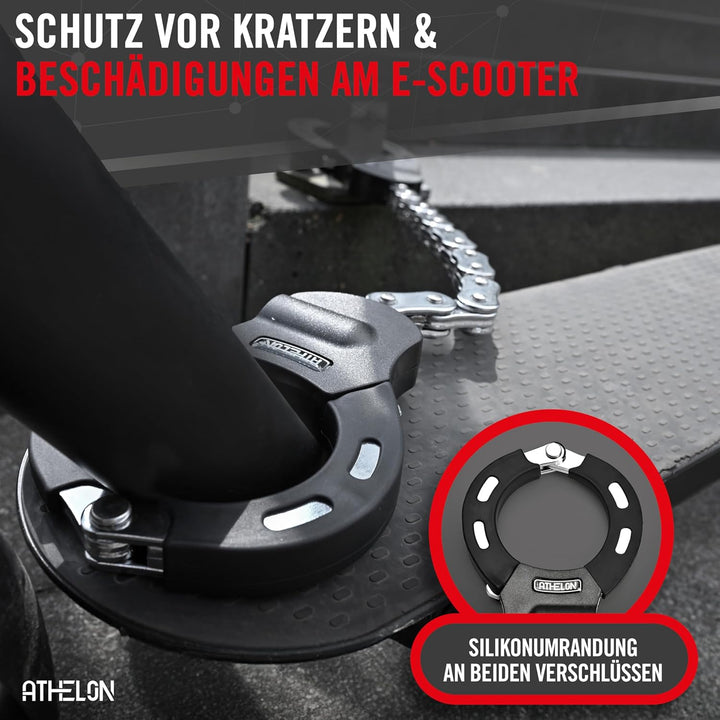 E Scooter Schloss [extra sicher] - Langes &amp; schnittfestes Handschellenschloss für E-Scooter mit Krat