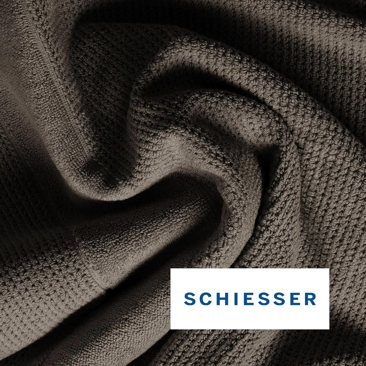 Schiesser Handtuch | 4er Set | 100% Baumwolle | Dunkelgrau | Reiskornoptik Dunkelgrau 50 x 100 cm, D